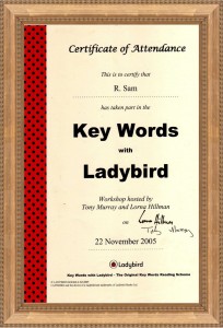 Ladybirds Keyword Reading Scheme Accreditation Certificate